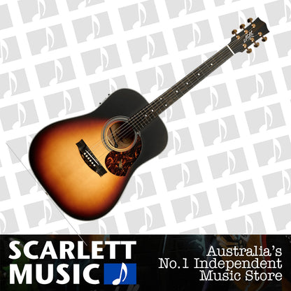 Maton Troubadour Dreadnought All Solid Acoustic Guitar Sunburst — view 2