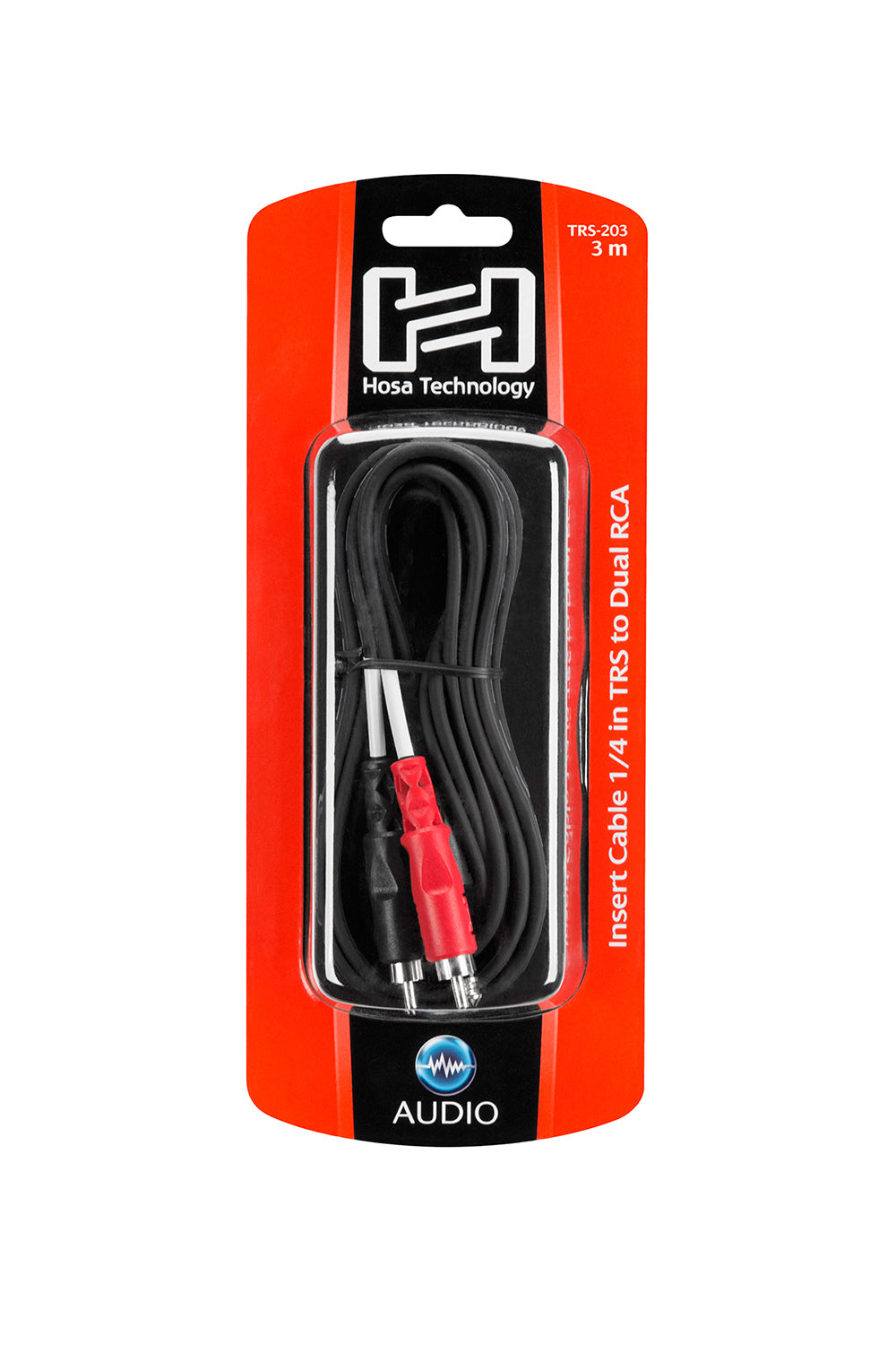 Hosa Insert Cable, 1/4 in TRS to Dual RCA, 3 m