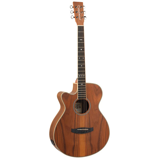 Tanglewood Reunion Pro TRU4-CE-AW-LH Left-Handed Super Folk Guitar with Solid Spruce Top and Figured Black Walnut Back