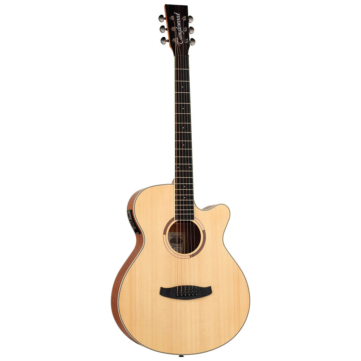 Tanglewood Strada Super Folk Solid Top Electric Guitar, Spruce/Mahogany, Cutaway, Open Pore Natural Satin Finish, SKU TS4-CE-ST — view 2