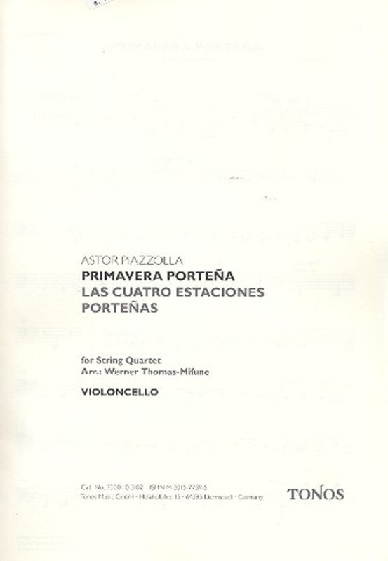 Piazzolla - Primavera Portena For String Quartet Parts