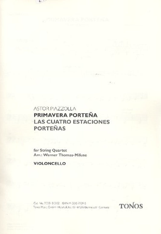 Piazzolla - Primavera Portena For String Quartet Parts