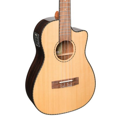 Tiki '22 Series' Spruce Solid Top Electric Cutaway Baritone Ukulele with Hard Case - TSB-22CP-NGL — view 4