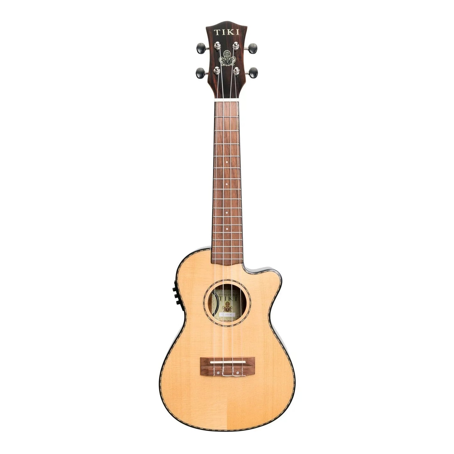 Tiki '22 Series' Spruce Top Electric Cutaway Concert Ukulele with Hard Case - Natural Gloss