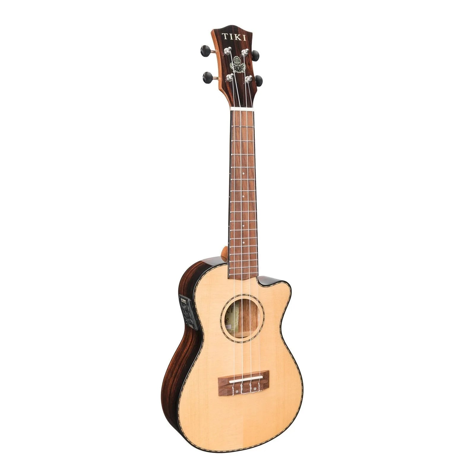 Tiki '22 Series' Spruce Top Electric Cutaway Concert Ukulele with Hard Case - Natural Gloss — view 3