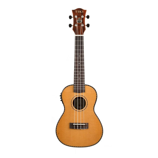 Tiki TSC-22P-NGL '22 Series' Concert Ukulele with Solid Engelmann Spruce Top and Hard Case (Natural Gloss)