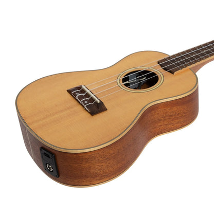 Tiki 6 Series Spruce Solid Top Electric Concert Ukulele with Hard Case Natural Satin TSC-6P-NST — view 6