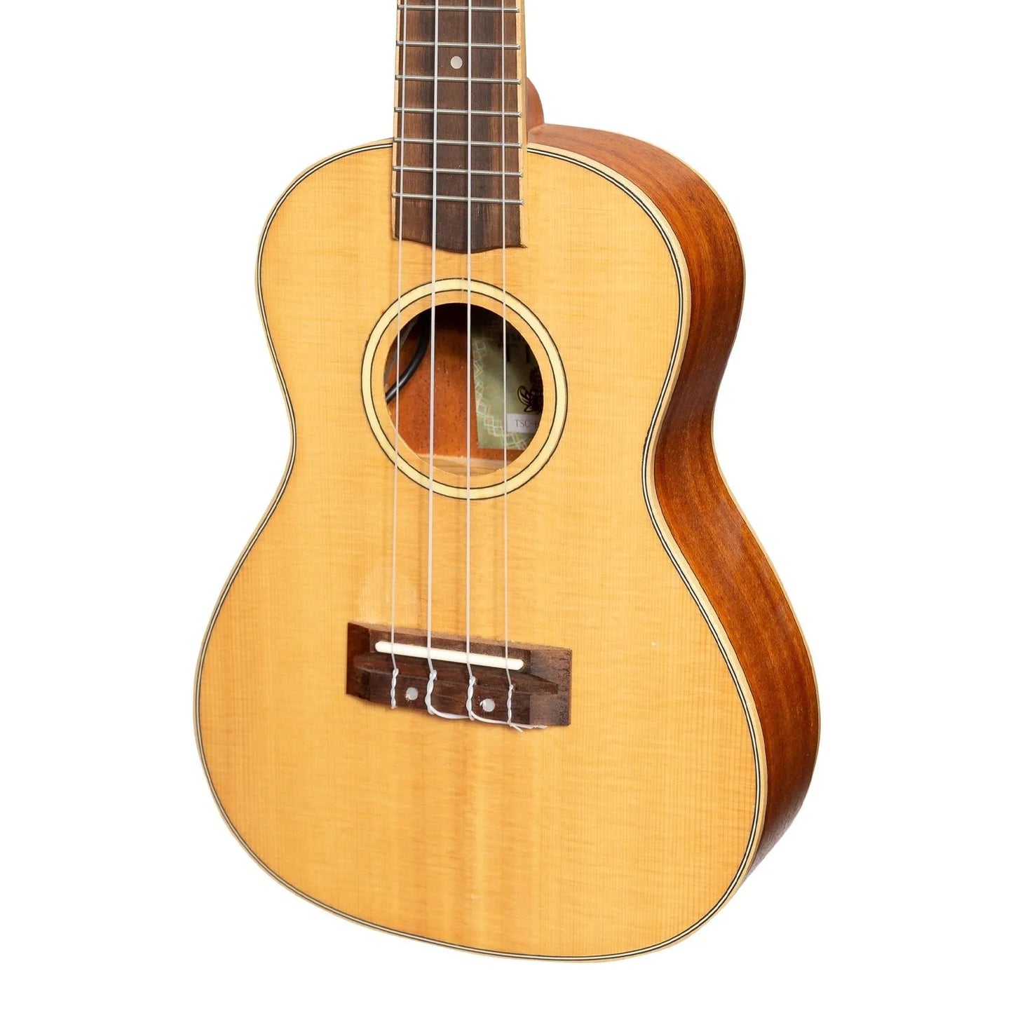 Tiki 6 Series Spruce Solid Top Electric Concert Ukulele with Hard Case Natural Satin TSC-6P-NST — view 4
