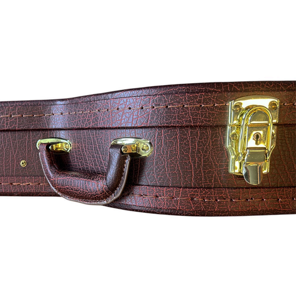 Torque Wooden Archtop SG-Style Electric Guitar Case with Plush Interior and Storage Compartment in Brown Finish — view 4