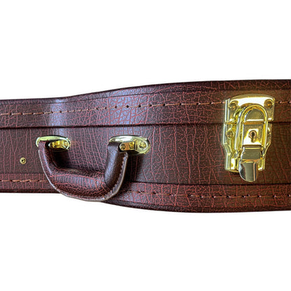 Torque Wooden Archtop SG-Style Electric Guitar Case with Plush Interior and Storage Compartment in Brown Finish — view 4