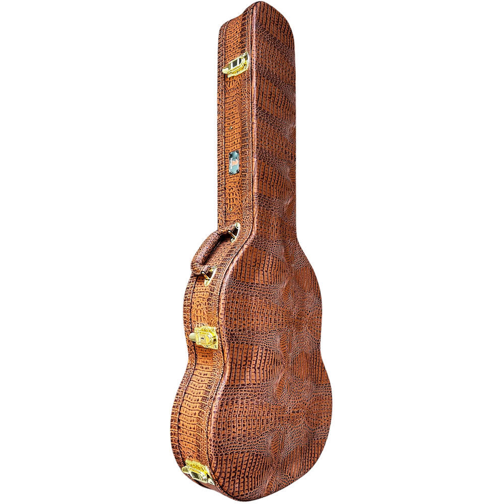 Torque Wooden Archtop SG-Style Electric Guitar Case Brown Crocodile Finish