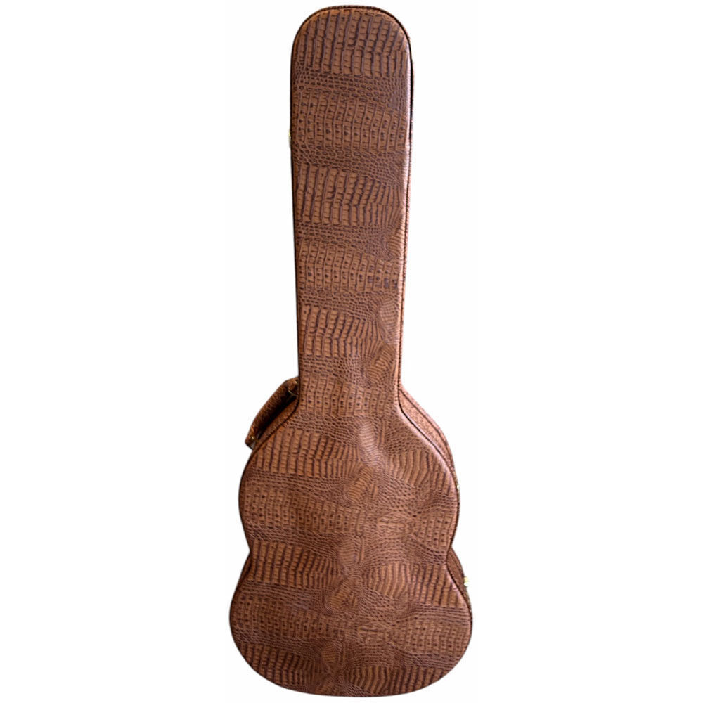 Torque Wooden Archtop SG-Style Electric Guitar Case Brown Crocodile Finish — view 3