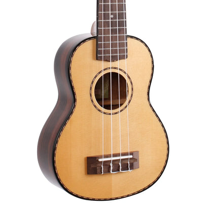 Tiki TSS-22-NGL '22 Series' Soprano Ukulele with Hard Case - Solid Spruce Top, Ebony Back, Mahogany Neck, Aquila Strings, Natural Gloss — view 4