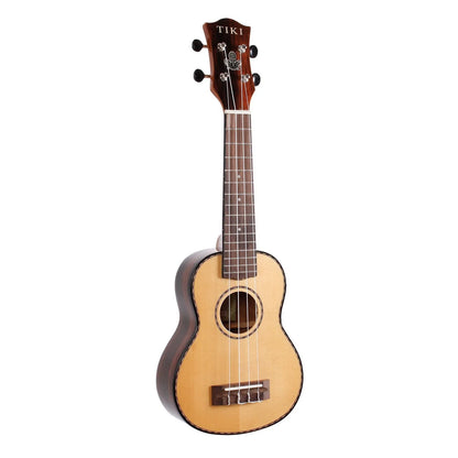 Tiki TSS-22-NGL '22 Series' Soprano Ukulele with Hard Case - Solid Spruce Top, Ebony Back, Mahogany Neck, Aquila Strings, Natural Gloss — view 3