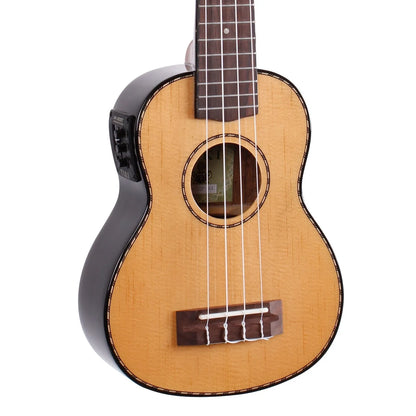 Tiki TSS-22P-NGL '22 Series' Solid Top Electric Soprano Ukulele with Hard Case - Natural Gloss — view 4