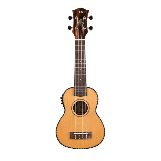 Tiki TSS-22P-NGL '22 Series' Solid Top Electric Soprano Ukulele with Hard Case - Natural Gloss