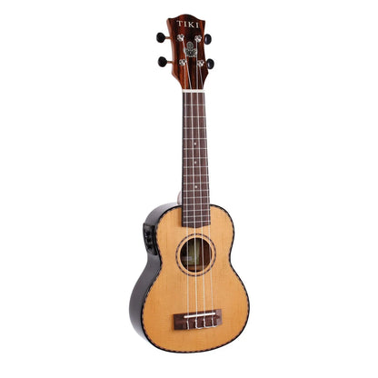 Tiki TSS-22P-NGL '22 Series' Solid Top Electric Soprano Ukulele with Hard Case - Natural Gloss — view 3