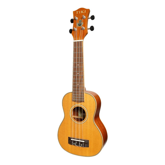 Tiki 6 Series Spruce Solid Top Soprano Ukulele with Deluxe Hard Case - Natural Satin