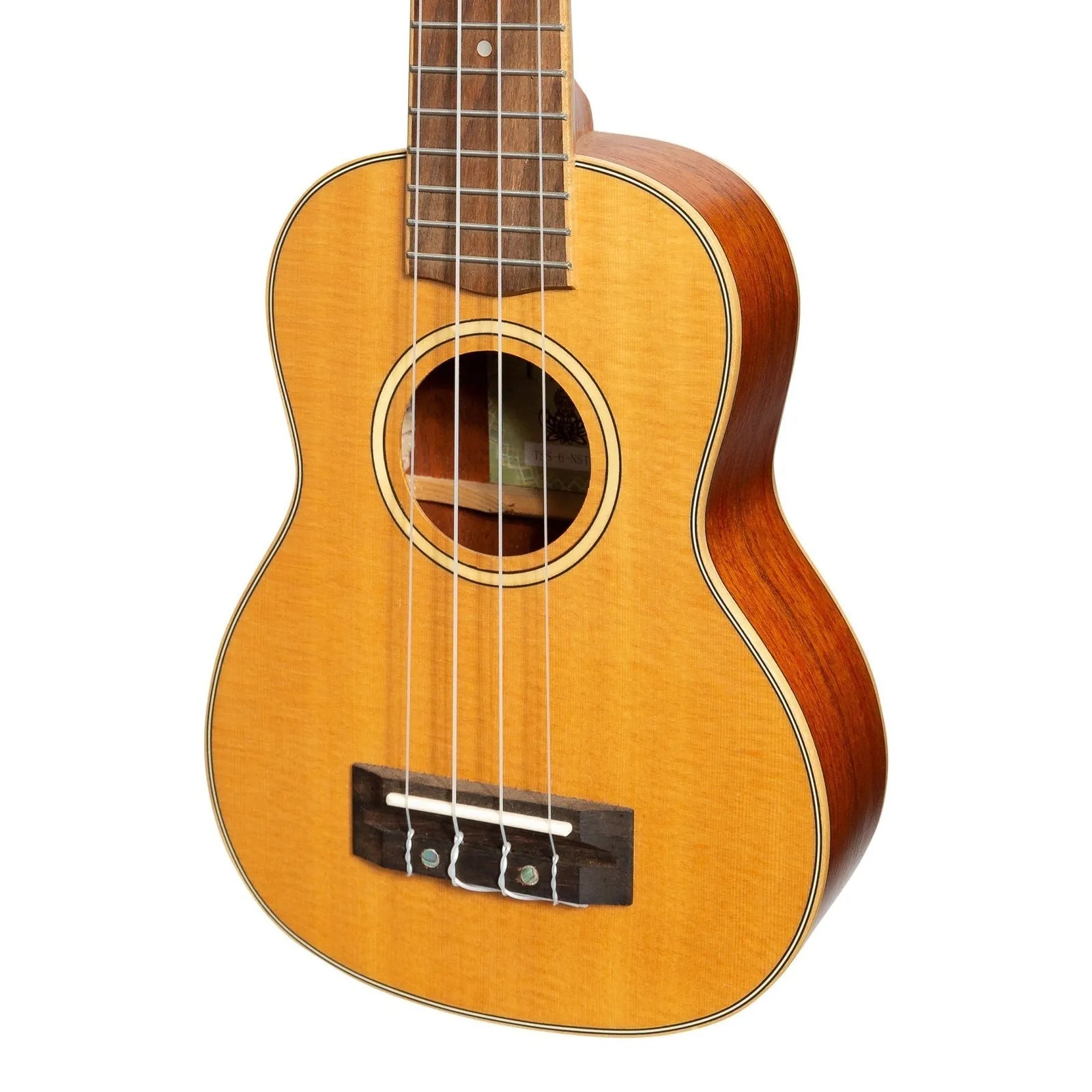 Tiki 6 Series Spruce Solid Top Soprano Ukulele with Deluxe Hard Case - Natural Satin — view 4