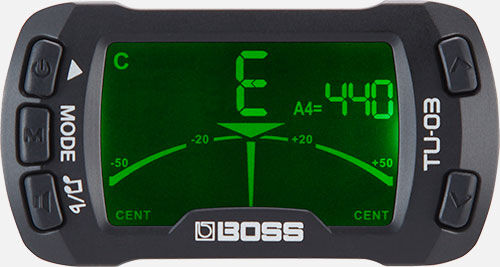 BOSS TU-03 Clip-On Tuner & Metronome - Compact Chromatic Tuner with Metronome for String Instruments