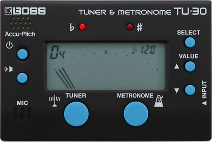 BOSS TU-30 Compact Tuner & Metronome - Accurate Pitch, Multiple Modes, Rhythm Patterns, Essential Tool for Musicians & Educators — view 3