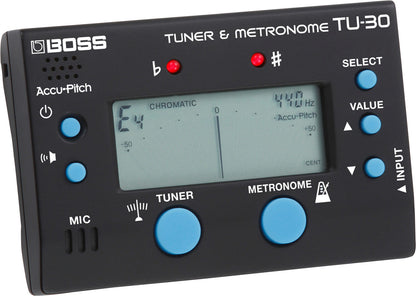 BOSS TU-30 Compact Tuner & Metronome - Accurate Pitch, Multiple Modes, Rhythm Patterns, Essential Tool for Musicians & Educators — view 4