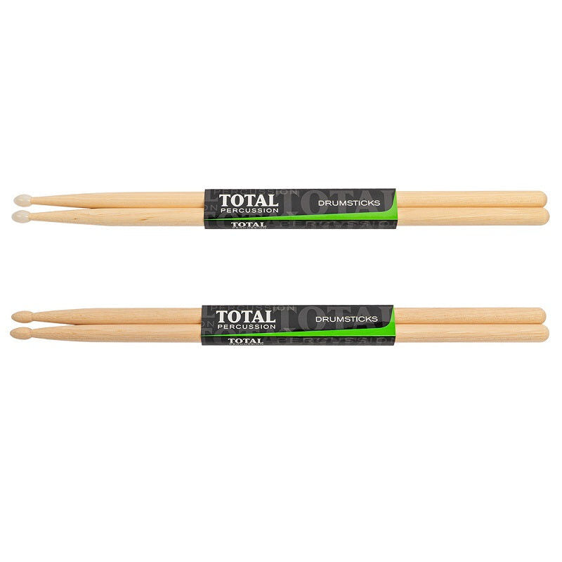 Total Percussion American Hickory Ultra 5A Drumsticks - Wood/Nylon Tip Options