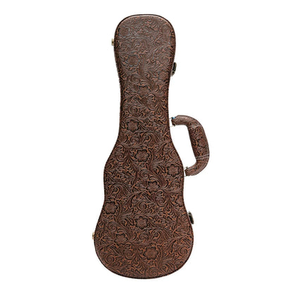 Tiki Deluxe Soprano Ukulele Hard Case - Paisley Brown, Padded Interior, Heavy Duty Plywood, Accessories Compartment, Lockable Latch — view 2