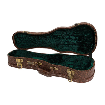 Tiki Deluxe Soprano Ukulele Hard Case - Paisley Brown, Padded Interior, Heavy Duty Plywood, Accessories Compartment, Lockable Latch — view 5