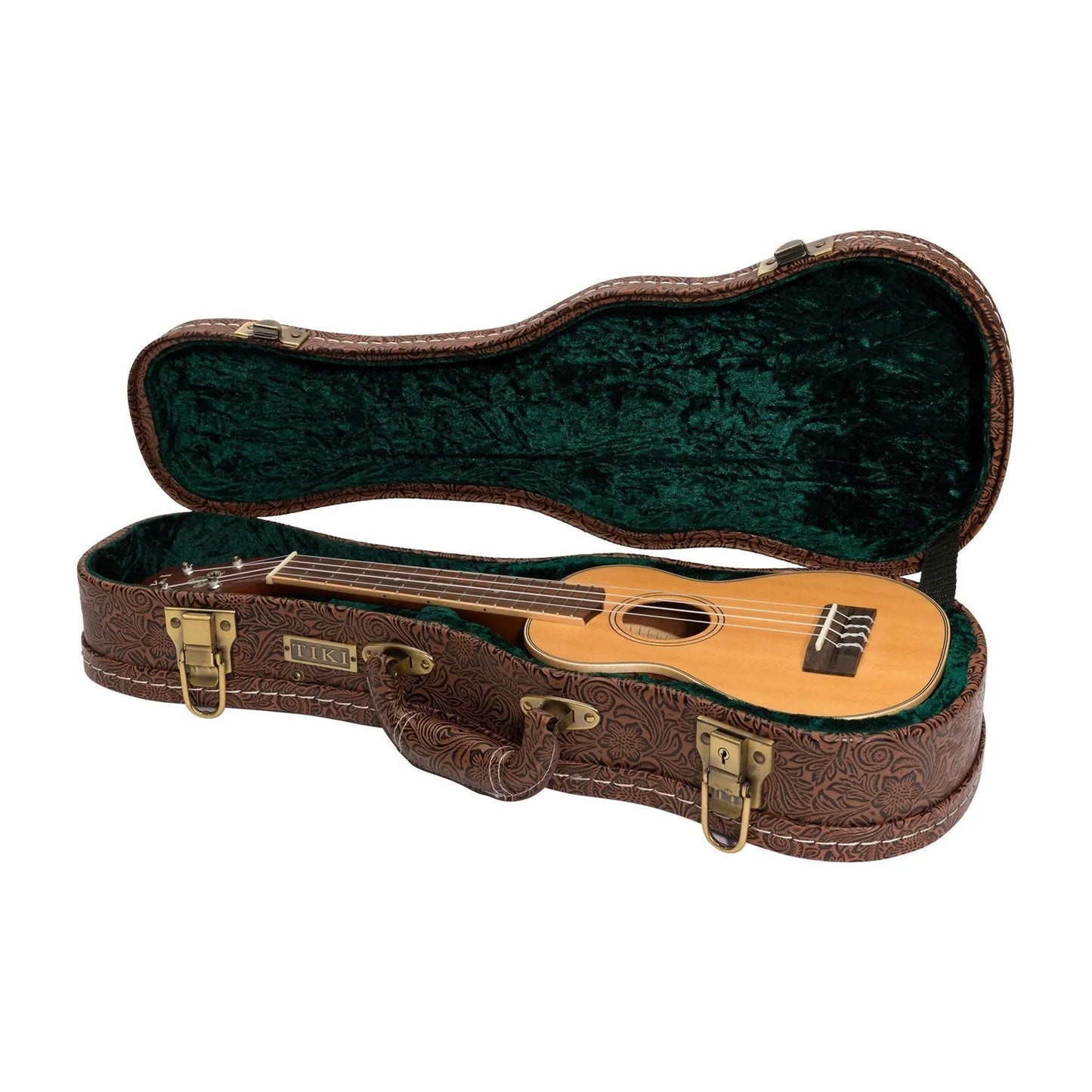 Tiki Deluxe Soprano Ukulele Hard Case - Paisley Brown, Padded Interior, Heavy Duty Plywood, Accessories Compartment, Lockable Latch — view 4