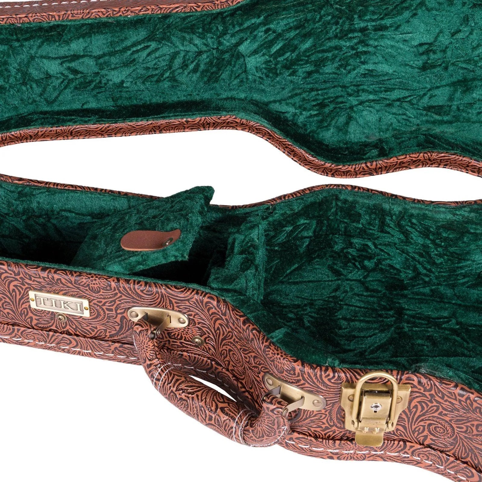 Tiki Deluxe Tenor Ukulele Hard Case - Paisley Brown with Emerald Green Interior — view 6