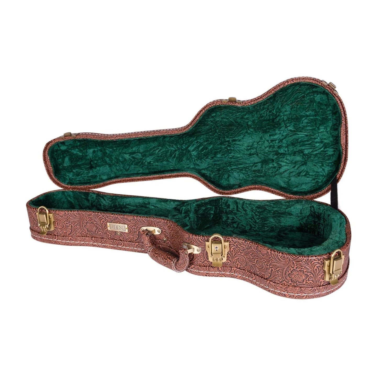 Tiki Deluxe Tenor Ukulele Hard Case - Paisley Brown with Emerald Green Interior — view 4