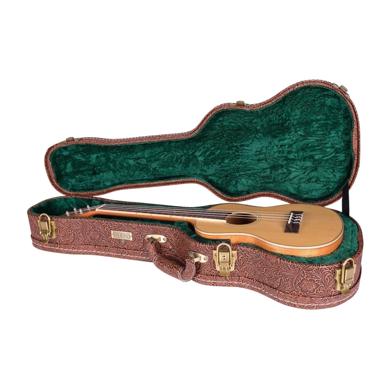 Tiki Deluxe Tenor Ukulele Hard Case - Paisley Brown with Emerald Green Interior — view 5