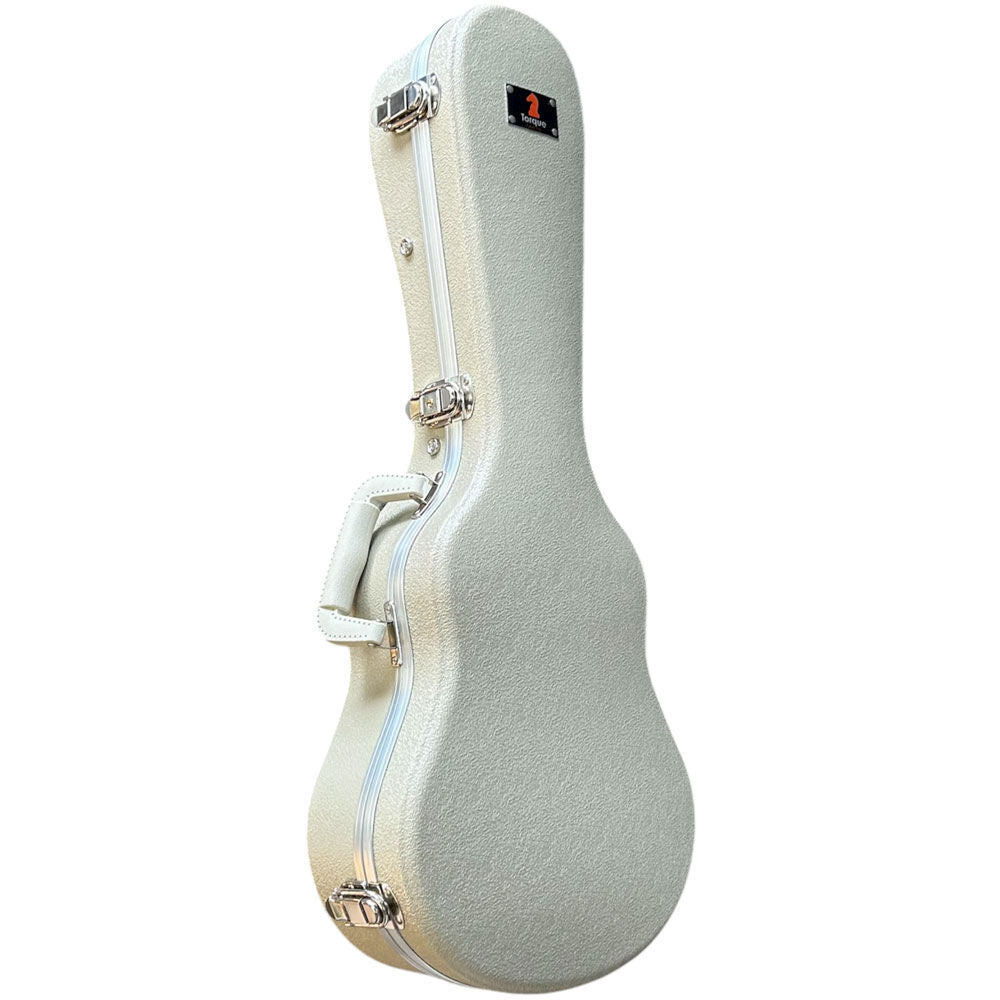 Torque ABS Tenor Ukulele Case with Plush Interior and Storage in Ivory Finish