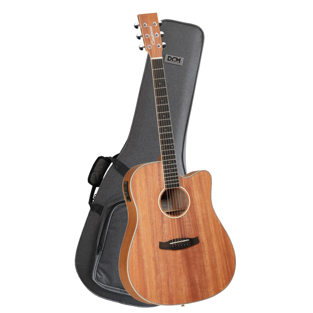 Tanglewood Union Dreadnought Cutaway Acoustic Guitar Pack with DCM Premium Case, Solid Mahogany Top, Eboncore Fingerboard, TW-EX4 EQ, Phosphor Bronze 