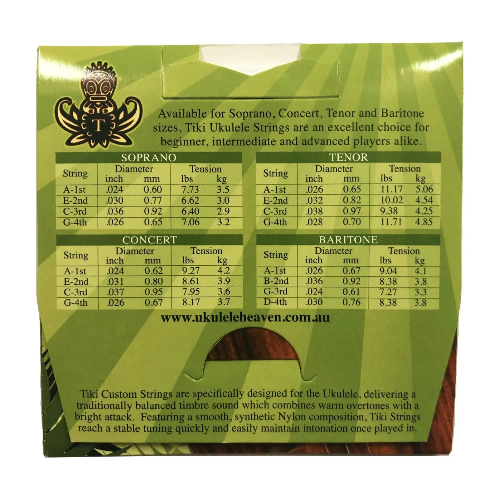 Tiki Tenor Ukulele String Set GCEA - Synthetic Nylon, Balanced Timbre, Smooth Finish, Stable Tuning, Tenor Size — view 2