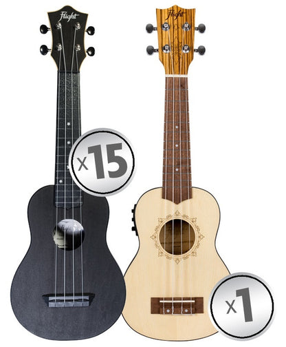 Flight ABS Travel Ukulele Black Class Set