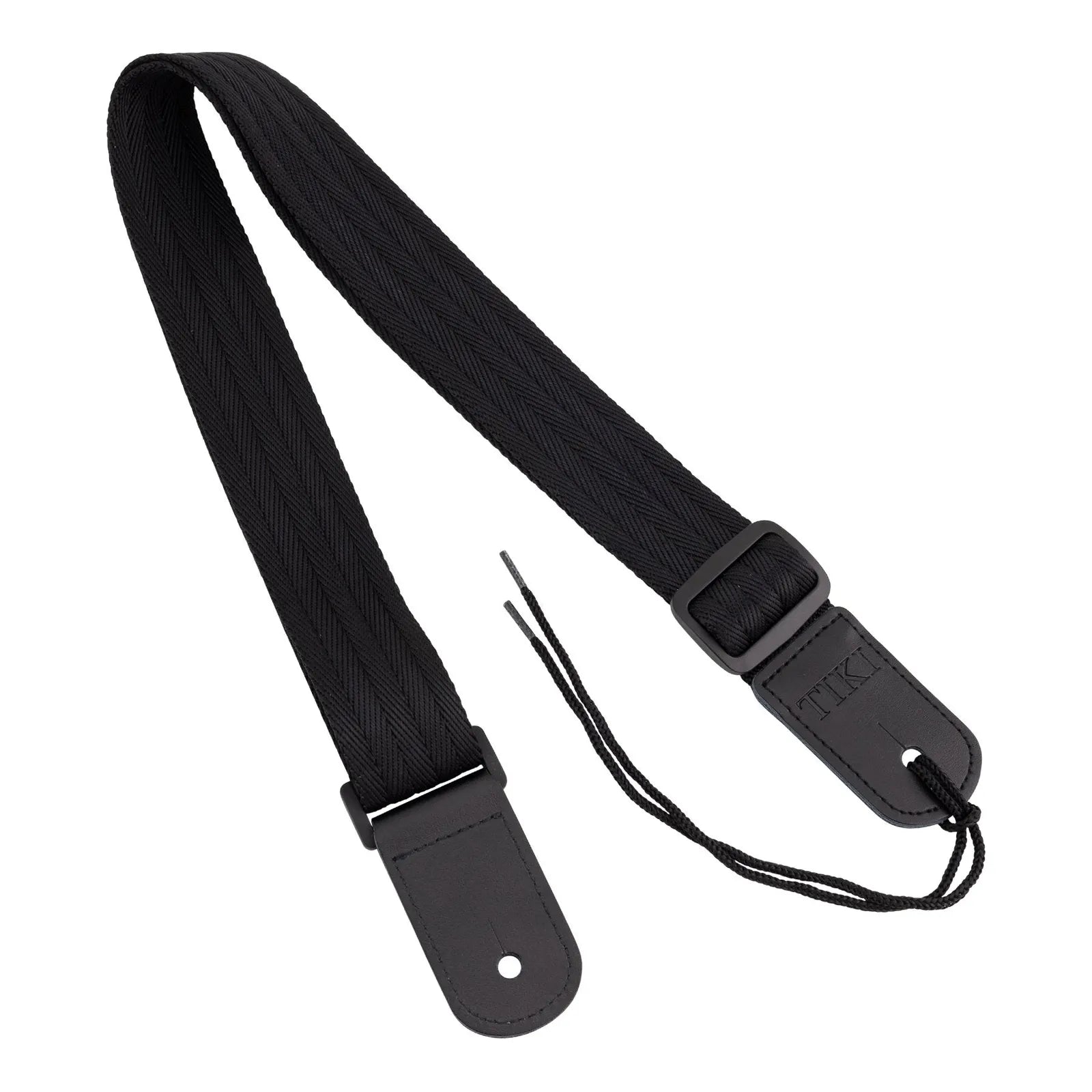 Tiki TUST-N4 Premium Nylon Ukulele Strap, Black, 1.5" Wide, Adjustable up to 47" with Microfiber Leather Ends