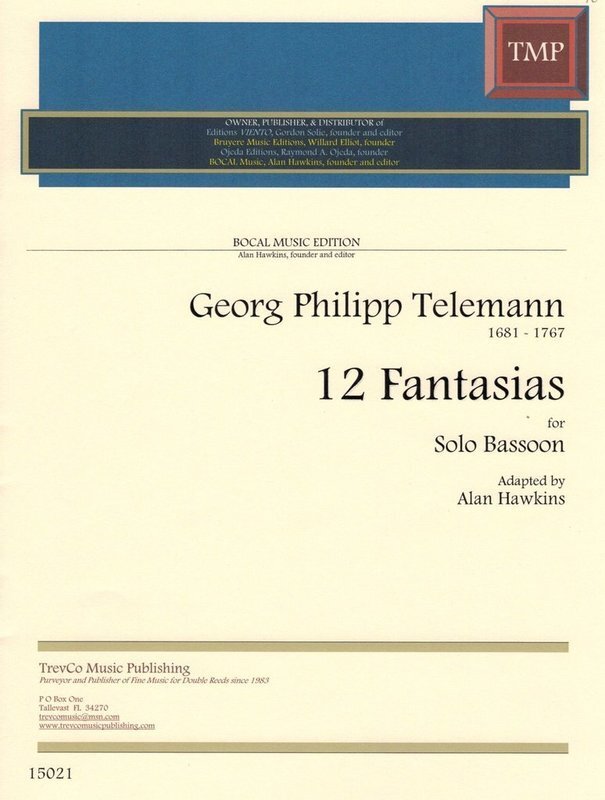Telemann - 12 Fantasies For Solo Bassoon Arr Hawkins (Softcover Book)