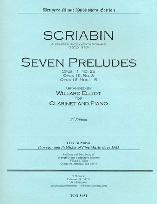 Scriabin - 7 Preludes For Clarinet and Piano (Softcover Book)