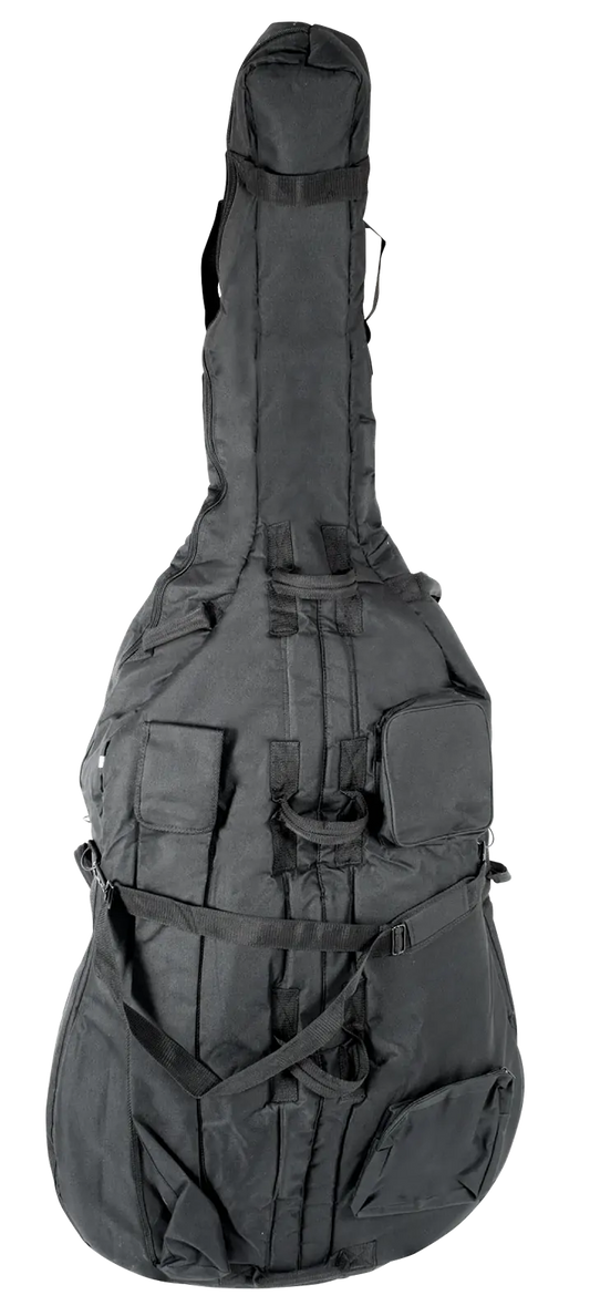 Stentor 4/4 Size Double Bass Bag, Black, Padded Nylon with Bow Compartment