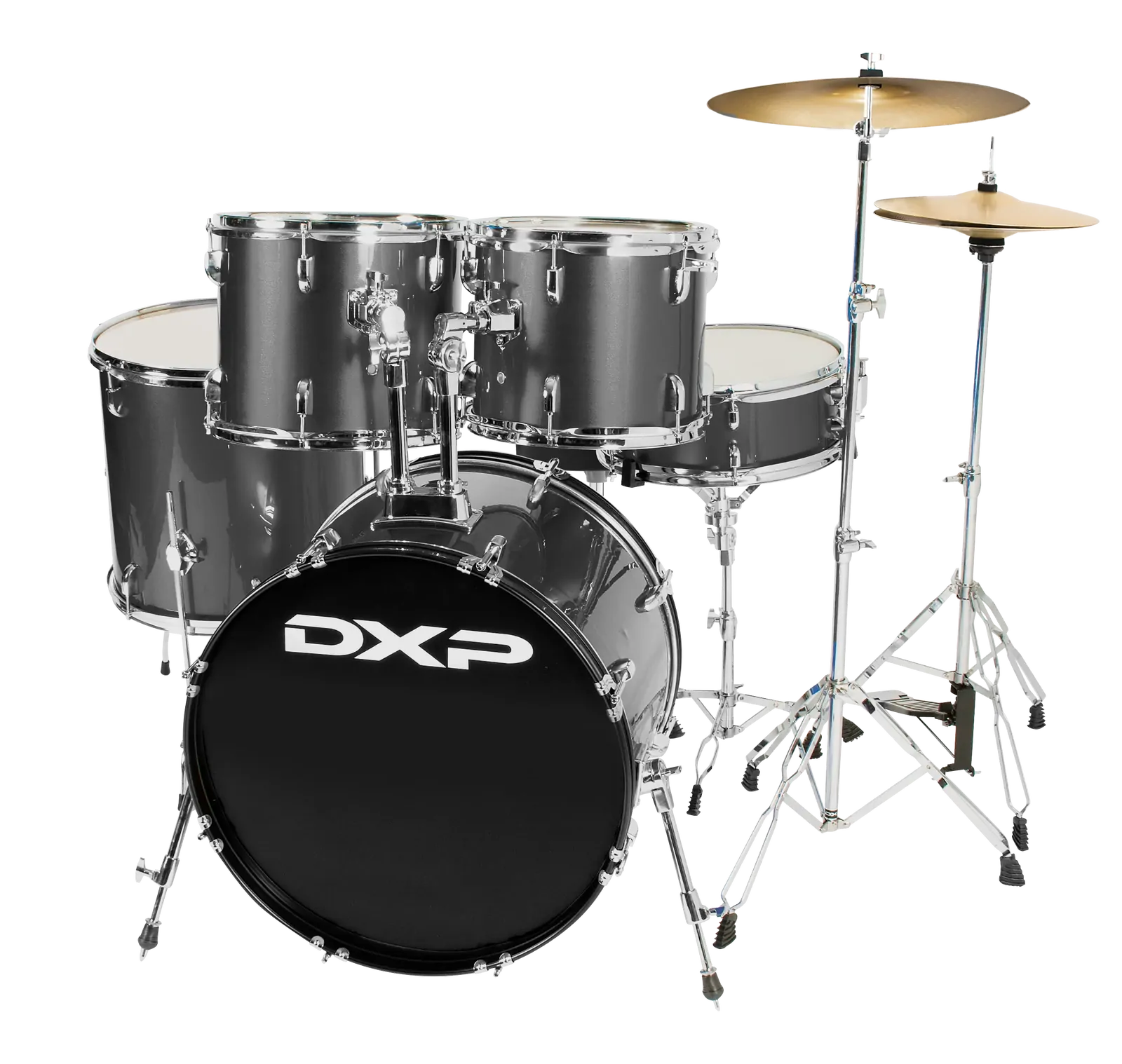 DXP Pioneer 5 Piece Drum Kit 22 Inch Bass Drum Gun Metal Grey
