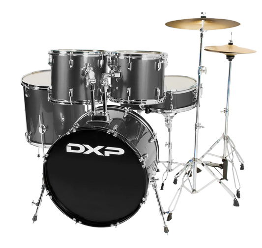 DXP Pioneer 5 Piece Drum Kit 22 Inch Bass Drum Gun Metal Grey