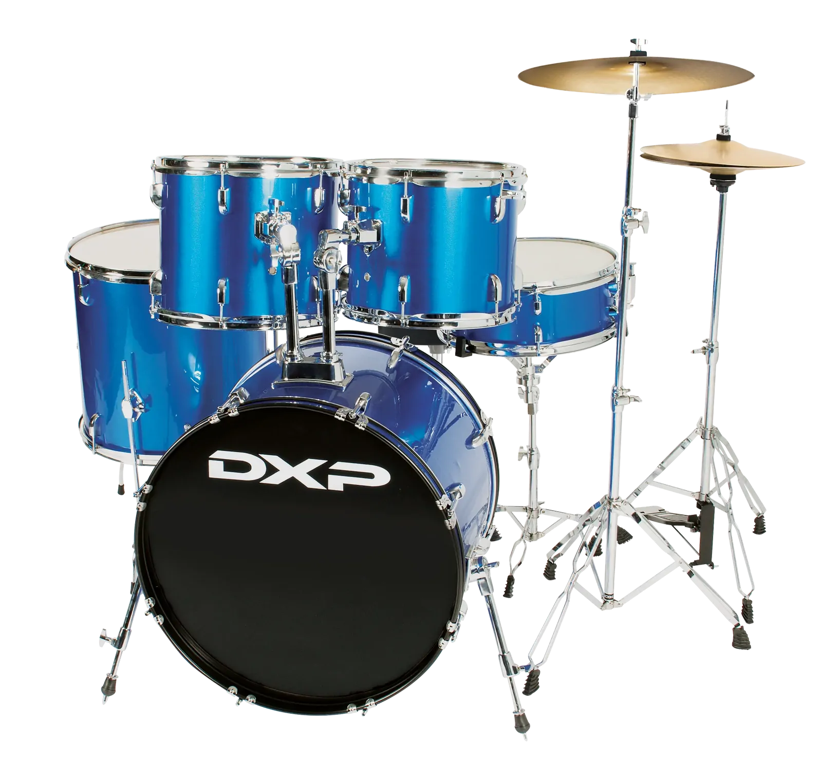 DXP TX04PMBL 5-Piece Drum Kit with 22-Inch Bass Drum and Stool - Metallic Blue