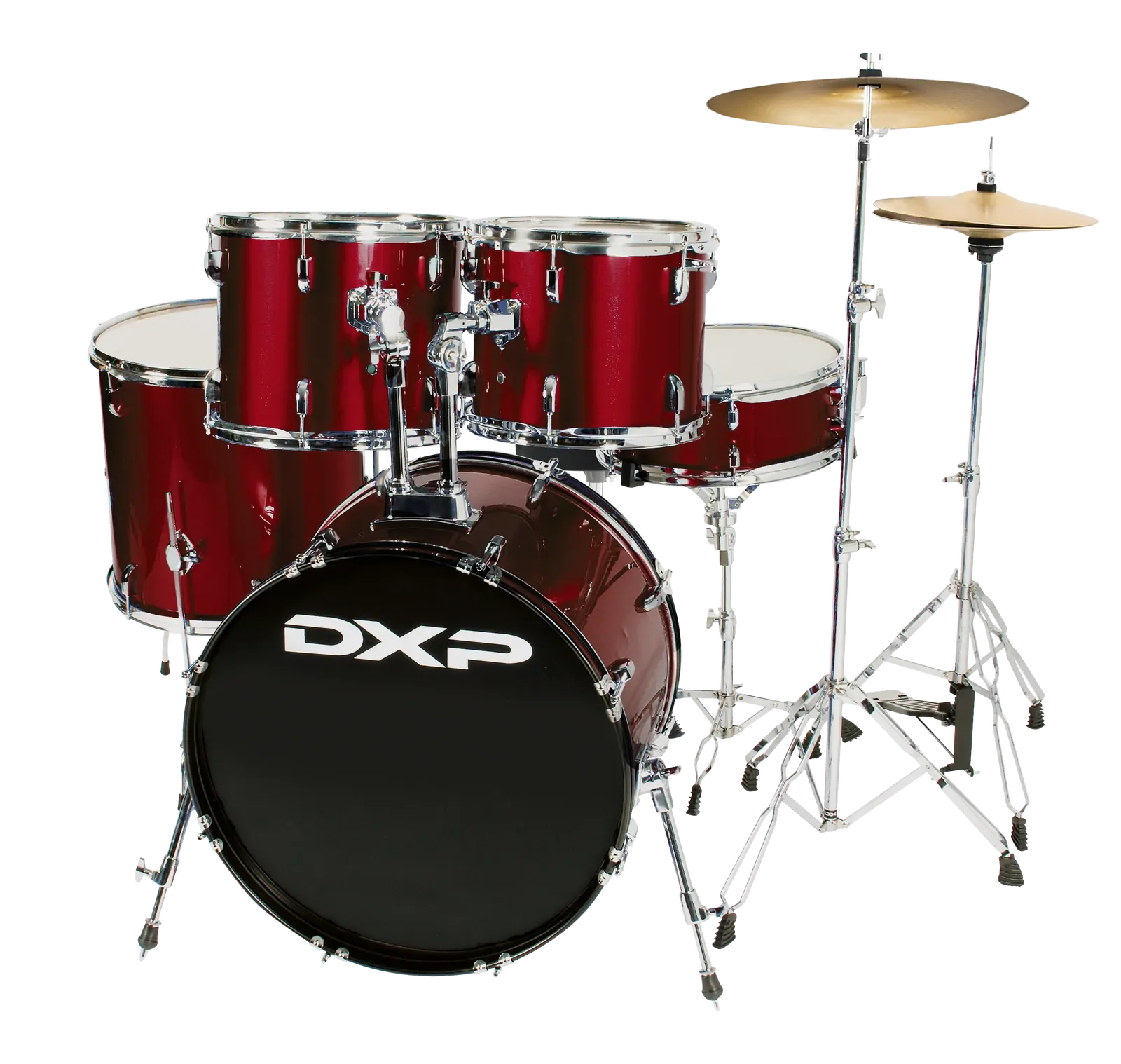 DXP TX04PWR Drum Kit 5 Piece 22 Inch Bass Drum with Stool - Wine Red