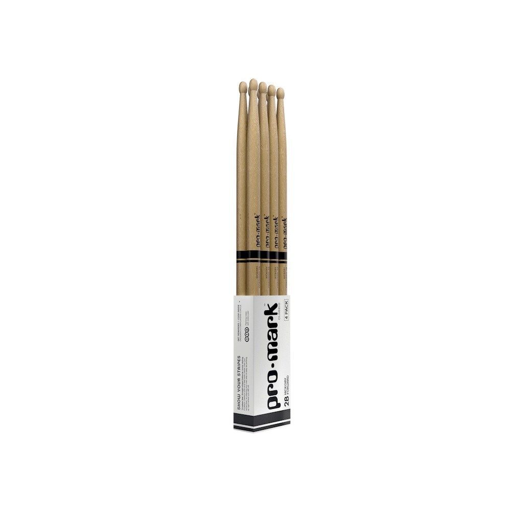 ProMark Classic Forward 2B Hickory Drumsticks Oval Wood Tip 4-Pack PRO-TX2BW4P — view 3