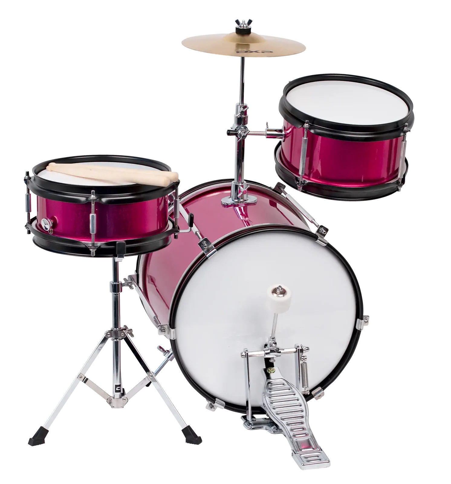 DXP Junior 3 Piece Drum Kit 12 Inch Bass - Metallic Pink