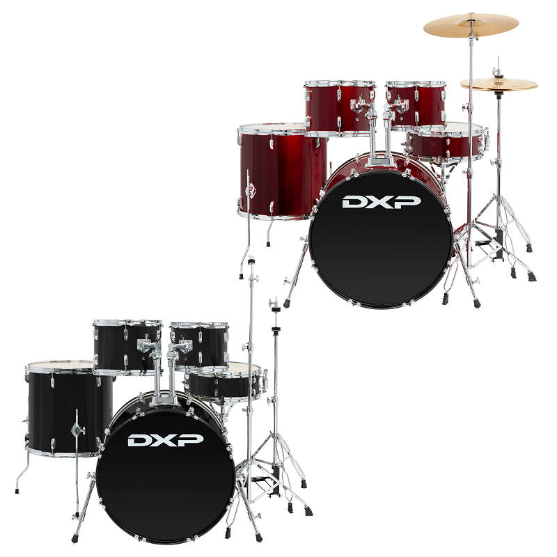 DXP Fusion Plus 22 Series 5-Piece Drum Kit with 22" Bass Drum, Hardware, Cymbals, and Throne