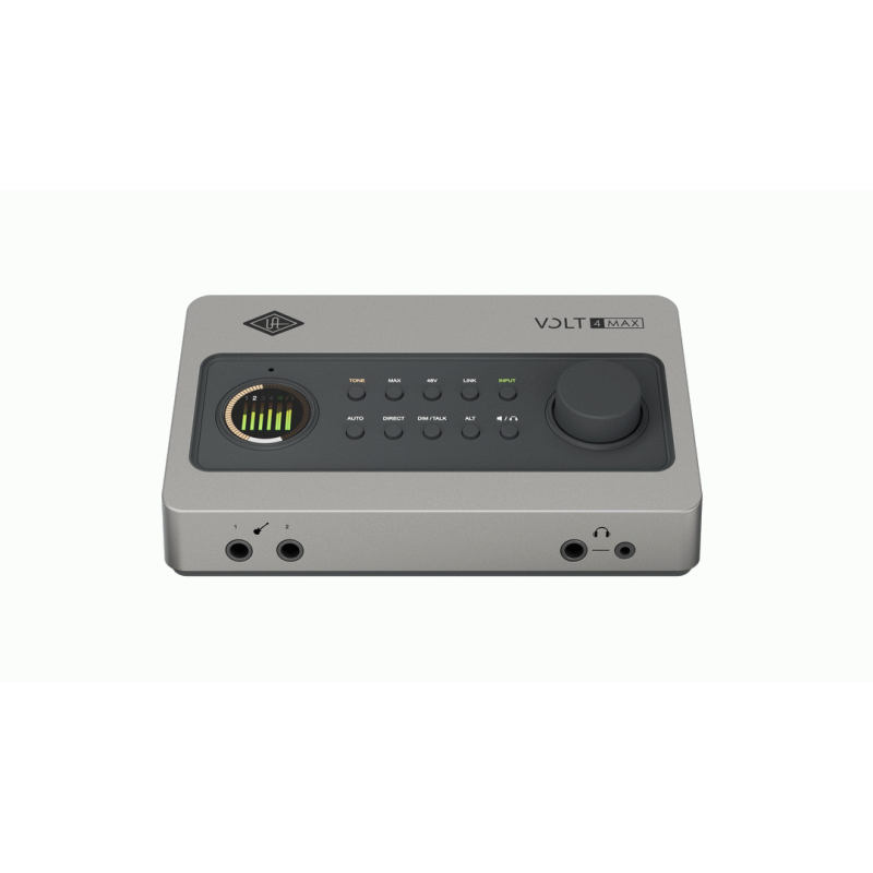 UA Volt 4 Max USB audio interface with 2 mic preamps 2 line inputs Smart display speaker switching Max dynamics processing — view 3