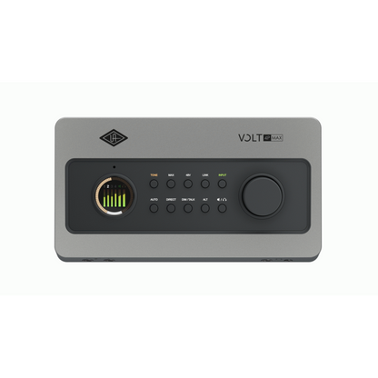 UA Volt 4P Max 12-in/6-out USB audio interface with 4 mic preamps, smart display, speaker switching, and max dynamics processing
